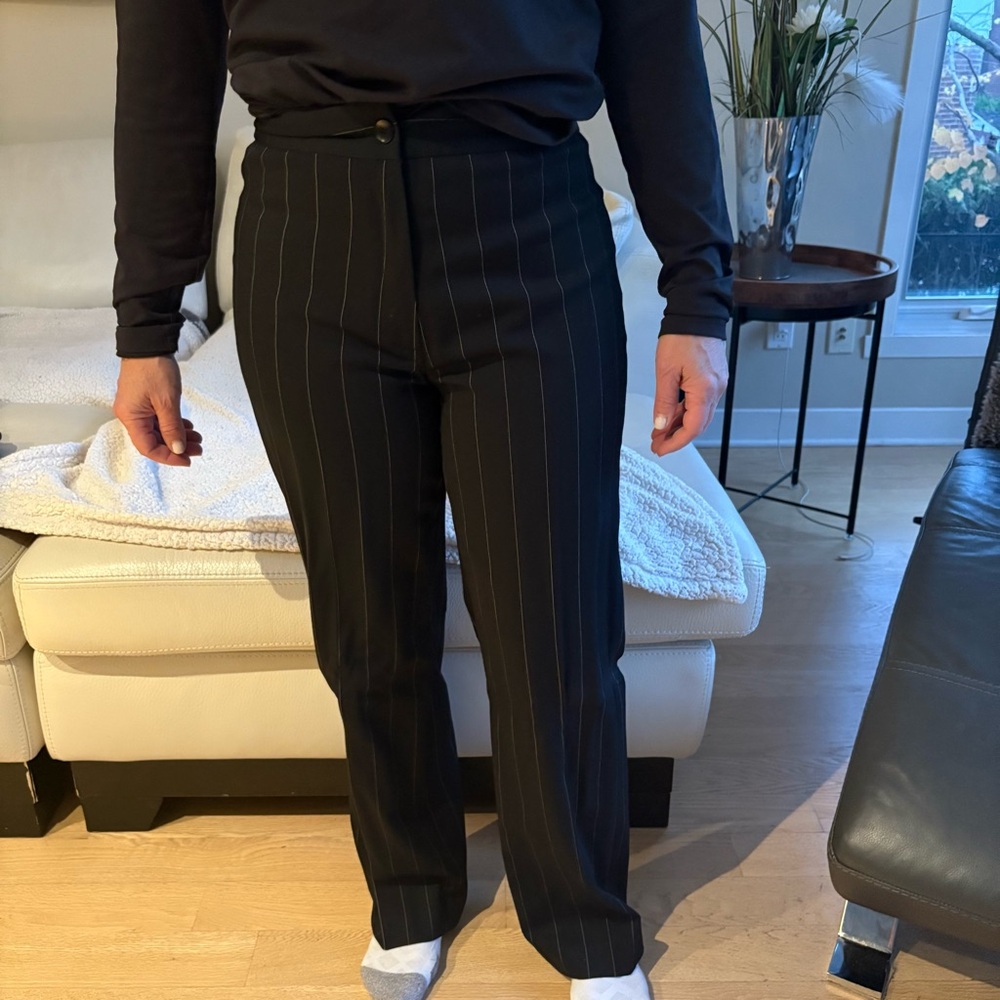 Elegant Black Pinstripe Women's Pants